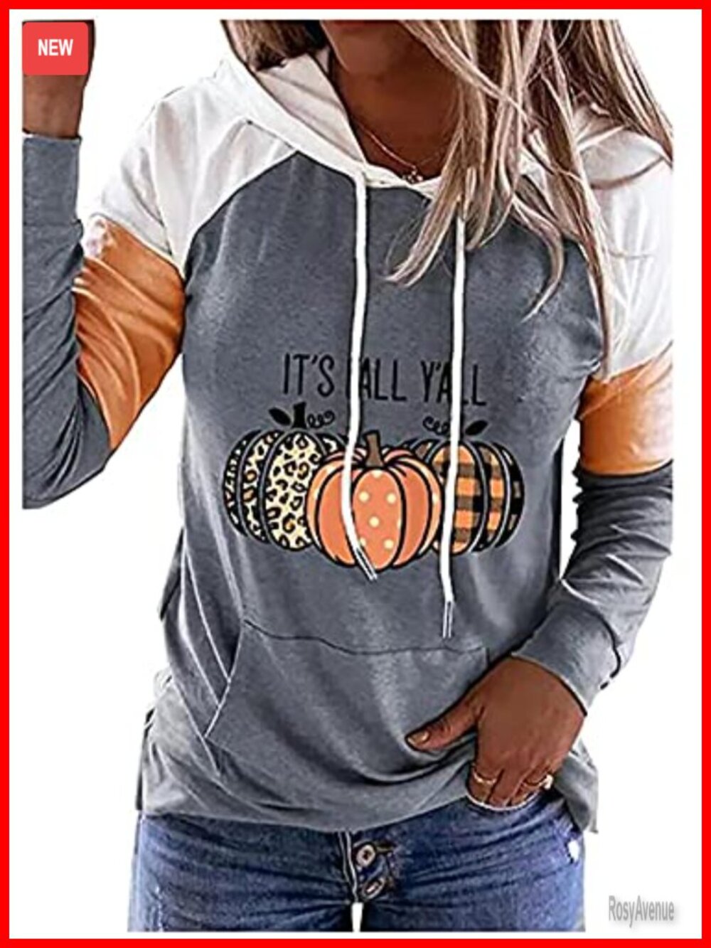 It's Fall Y'all Hoodie Women Thanksgiving Pumpkin Long Sleeve Pullover Top